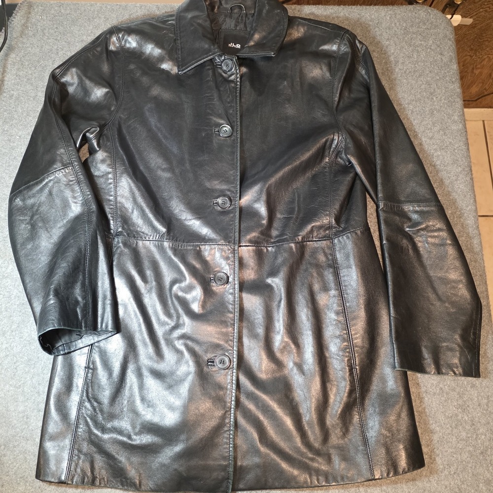 Vintage Jlc New York Outerwear Leather Jacket Button-up Medium Q1